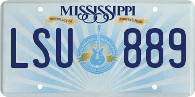 MS license plate LSU889