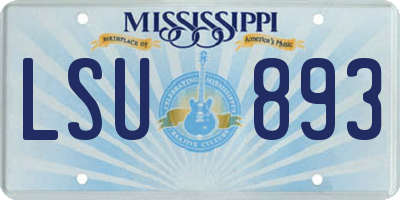 MS license plate LSU893