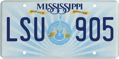 MS license plate LSU905