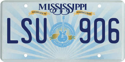 MS license plate LSU906