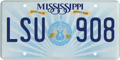 MS license plate LSU908