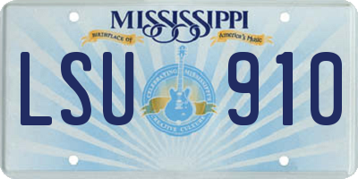 MS license plate LSU910