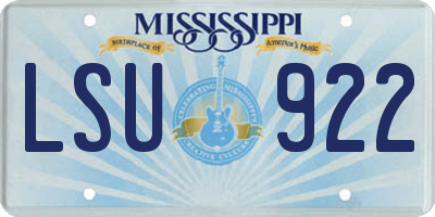 MS license plate LSU922