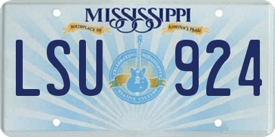 MS license plate LSU924
