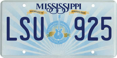 MS license plate LSU925