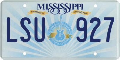 MS license plate LSU927