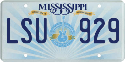 MS license plate LSU929