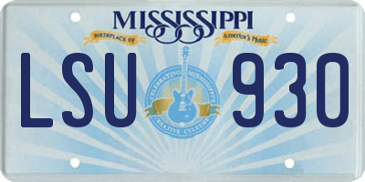 MS license plate LSU930