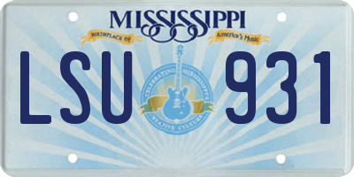 MS license plate LSU931