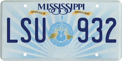 MS license plate LSU932
