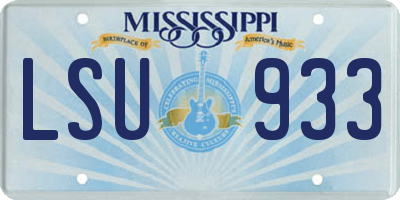 MS license plate LSU933