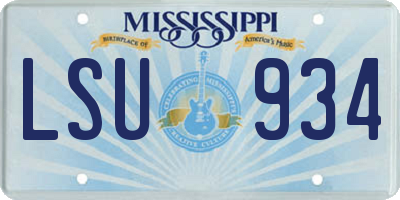 MS license plate LSU934