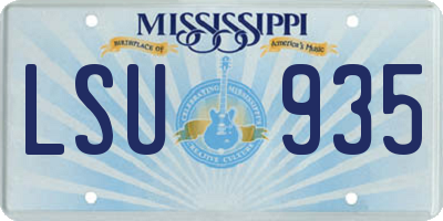 MS license plate LSU935