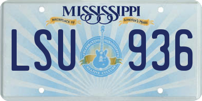 MS license plate LSU936