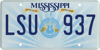 MS license plate LSU937