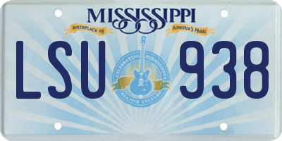 MS license plate LSU938