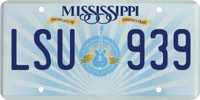 MS license plate LSU939