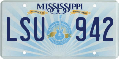 MS license plate LSU942