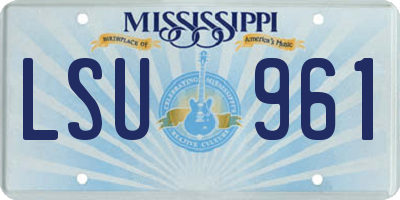 MS license plate LSU961