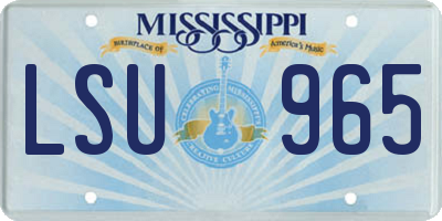 MS license plate LSU965