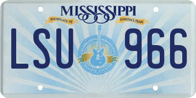 MS license plate LSU966