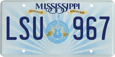 MS license plate LSU967