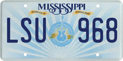 MS license plate LSU968
