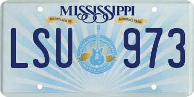 MS license plate LSU973