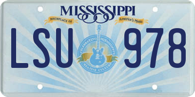 MS license plate LSU978