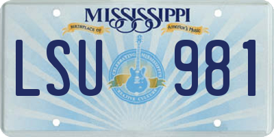 MS license plate LSU981