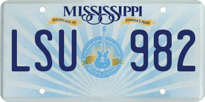 MS license plate LSU982