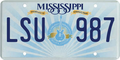 MS license plate LSU987
