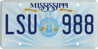MS license plate LSU988
