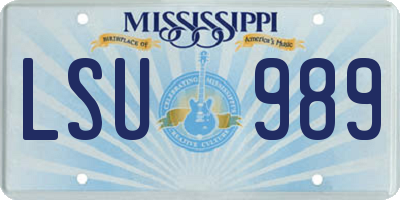 MS license plate LSU989