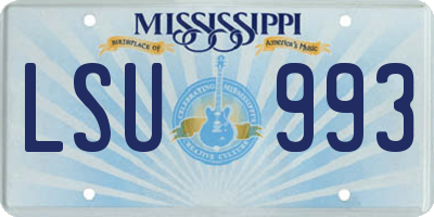 MS license plate LSU993