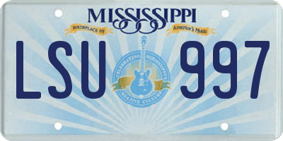 MS license plate LSU997