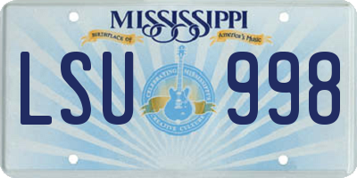 MS license plate LSU998