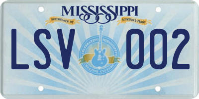 MS license plate LSV002