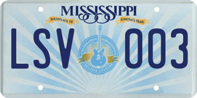 MS license plate LSV003