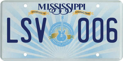 MS license plate LSV006