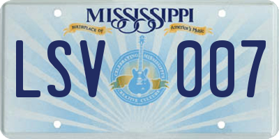 MS license plate LSV007