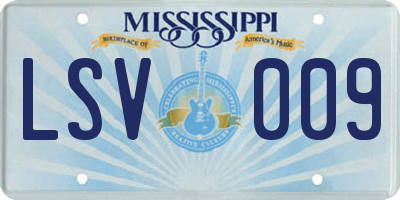 MS license plate LSV009