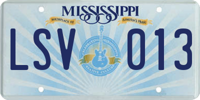 MS license plate LSV013