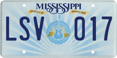MS license plate LSV017