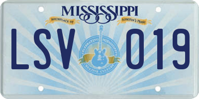 MS license plate LSV019