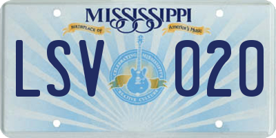 MS license plate LSV020