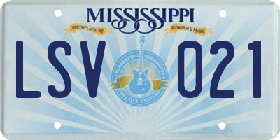 MS license plate LSV021