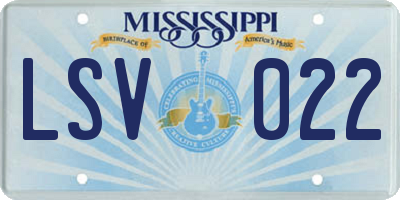 MS license plate LSV022