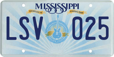MS license plate LSV025