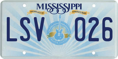 MS license plate LSV026